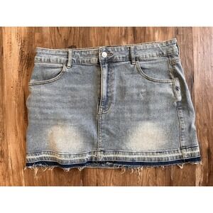 Project Rebel Women's Distressed Denim Mini Skirt Button Back Pockets Size XL